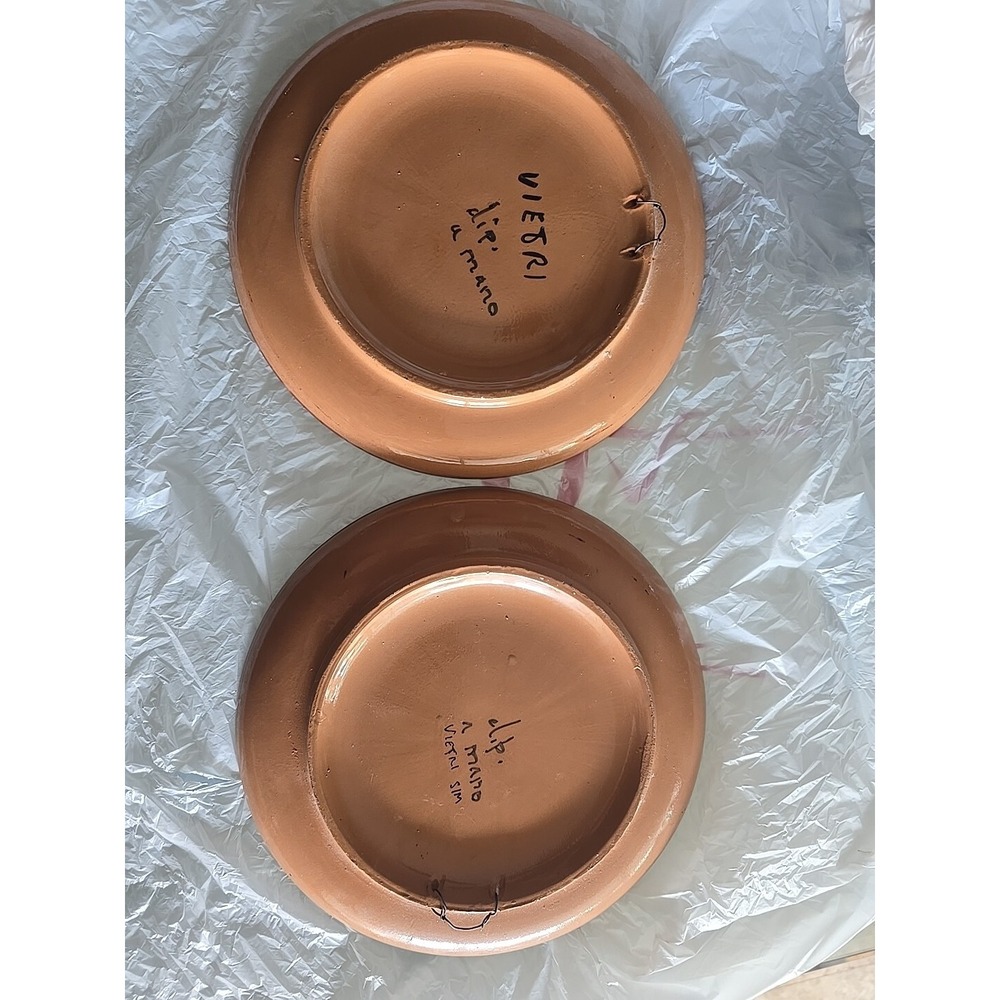 VINTAGE VIETRI ITALIAN WALL ART POTTERY 2 DISHES HAND PAINTED - Picture 4 of 7